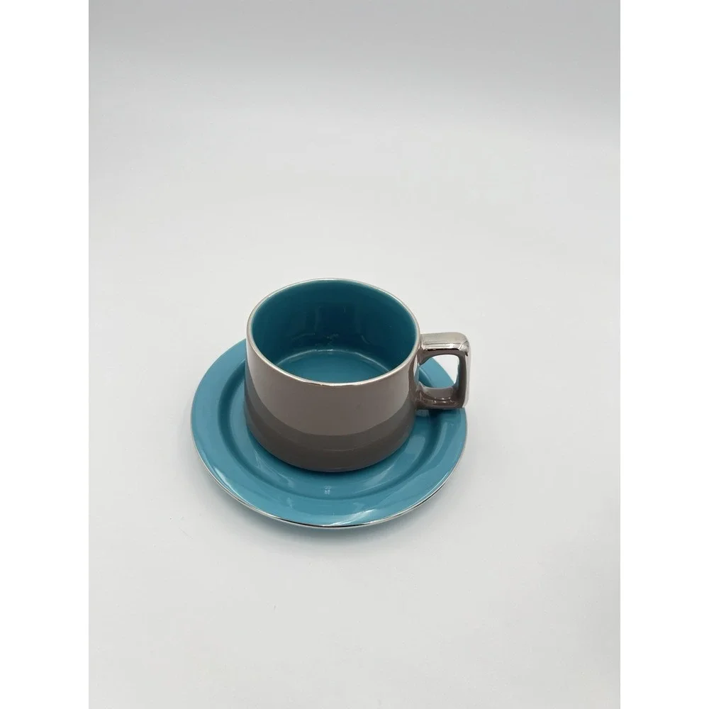 Vintage Stacking Espresso Coffee Set (Turquoise/Brown)